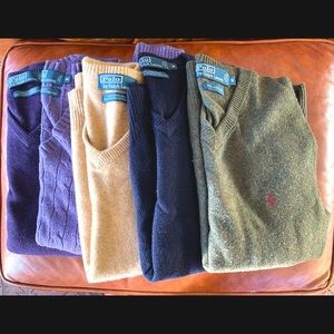 Bundle of 100% Lambs Wool Polo by Ralph Lauren V-Neck Sweaters